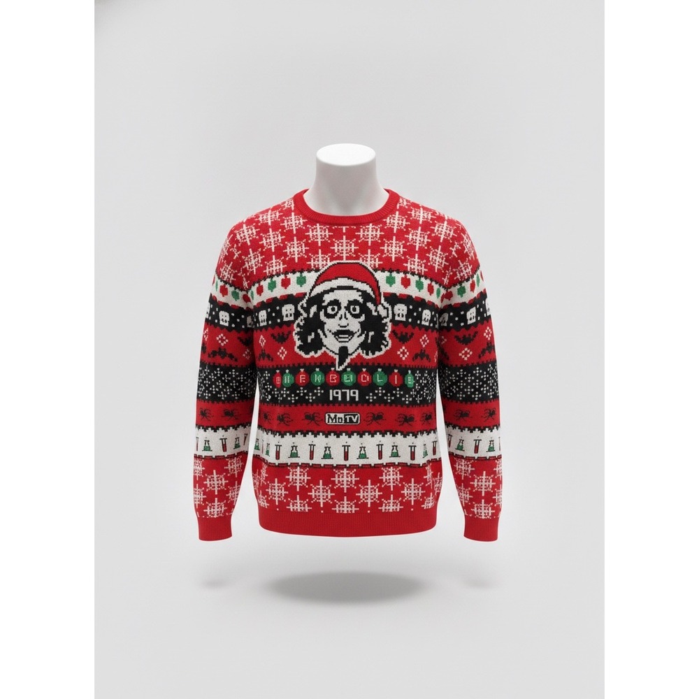 Svengoolie MeTV Official Ugly Holiday Sweater Red Fair Isle Horror Mens 5XL